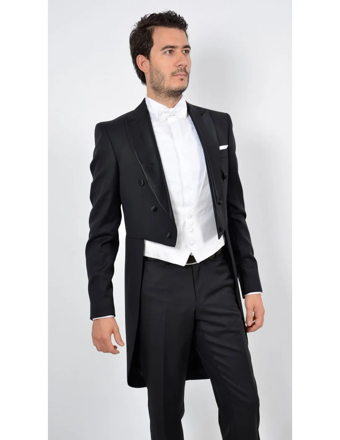 Abito frack sartoriale in pura lana nero originale