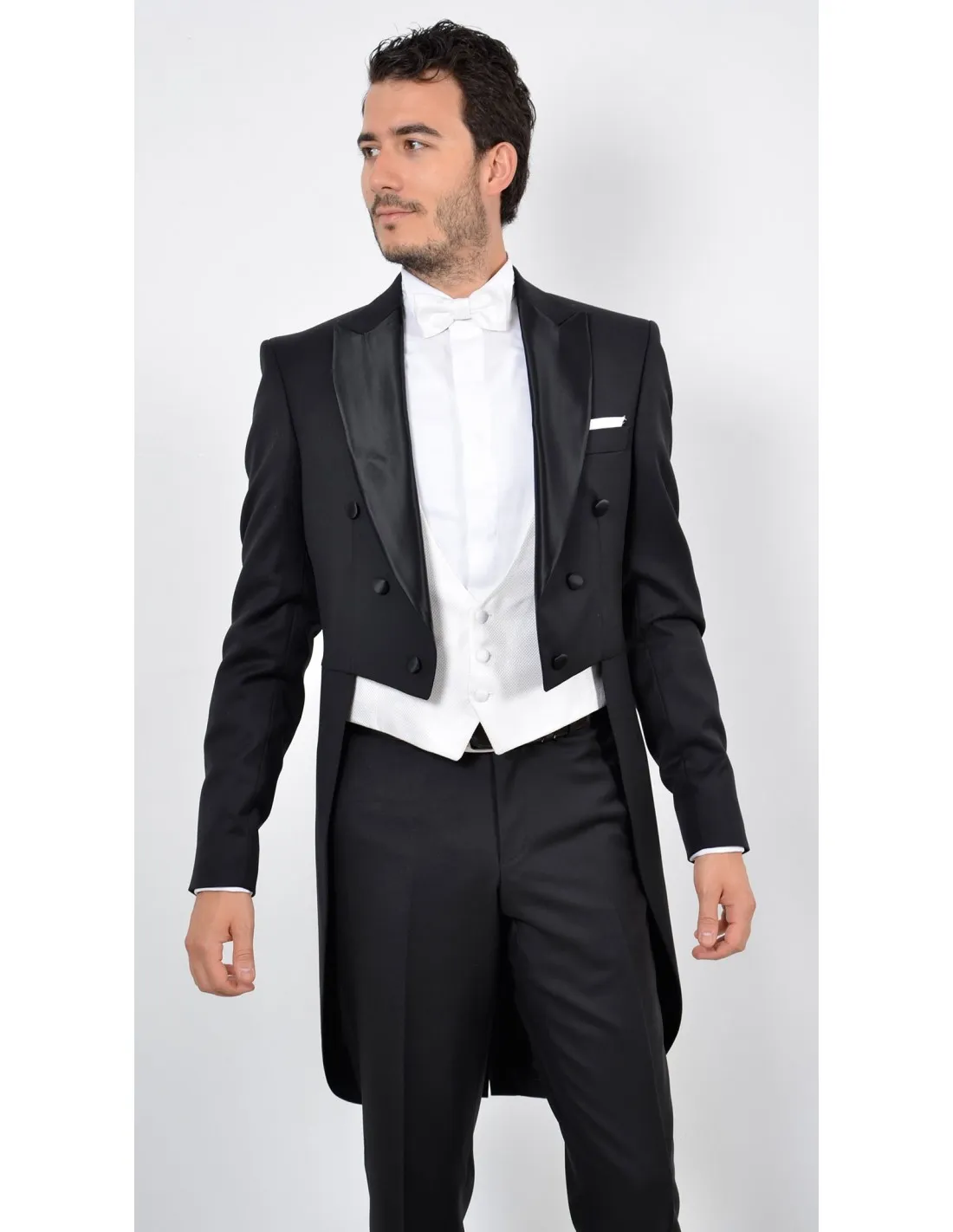 Abito frack sartoriale in pura lana nero originale