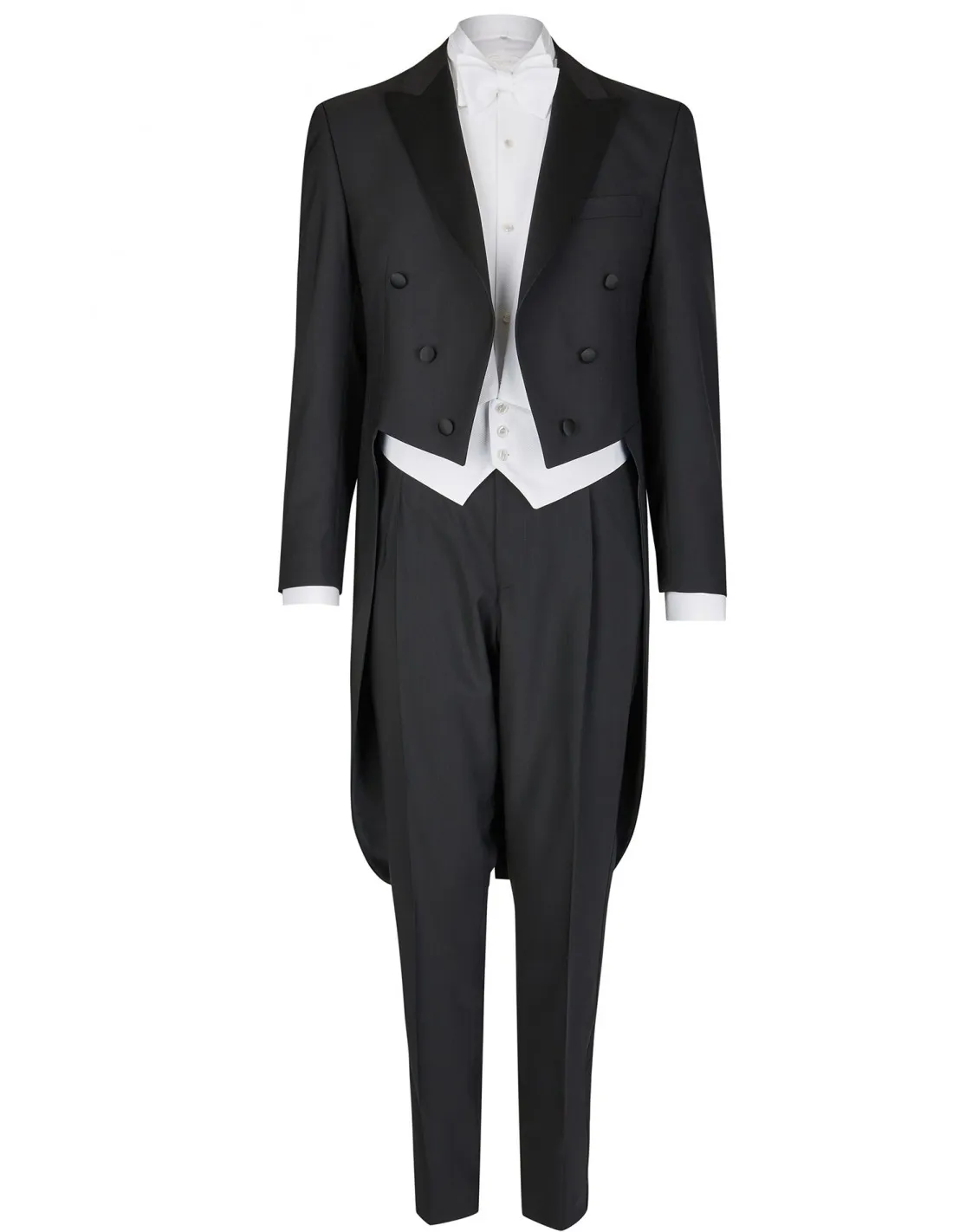 Abito frack sartoriale in pura lana nero originale