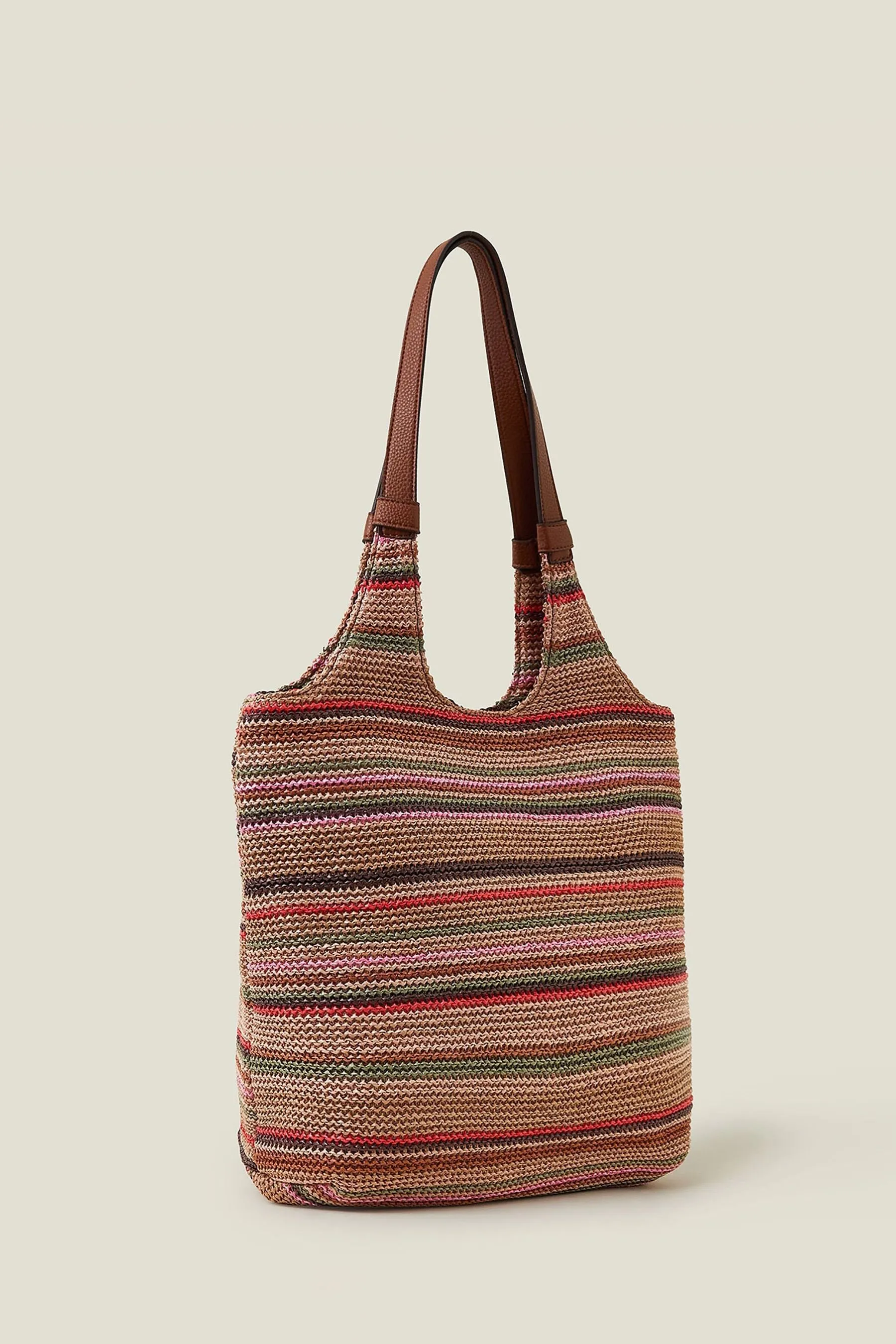 Accessorize A righe - Borsa con spalle in rafia