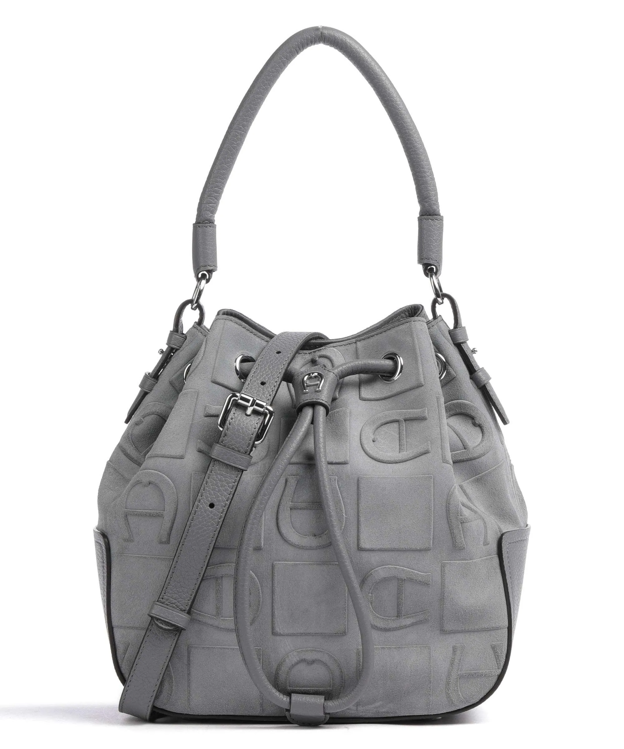  Aigner Estella M Borsa a secchiello pelle scamosciata grigio  