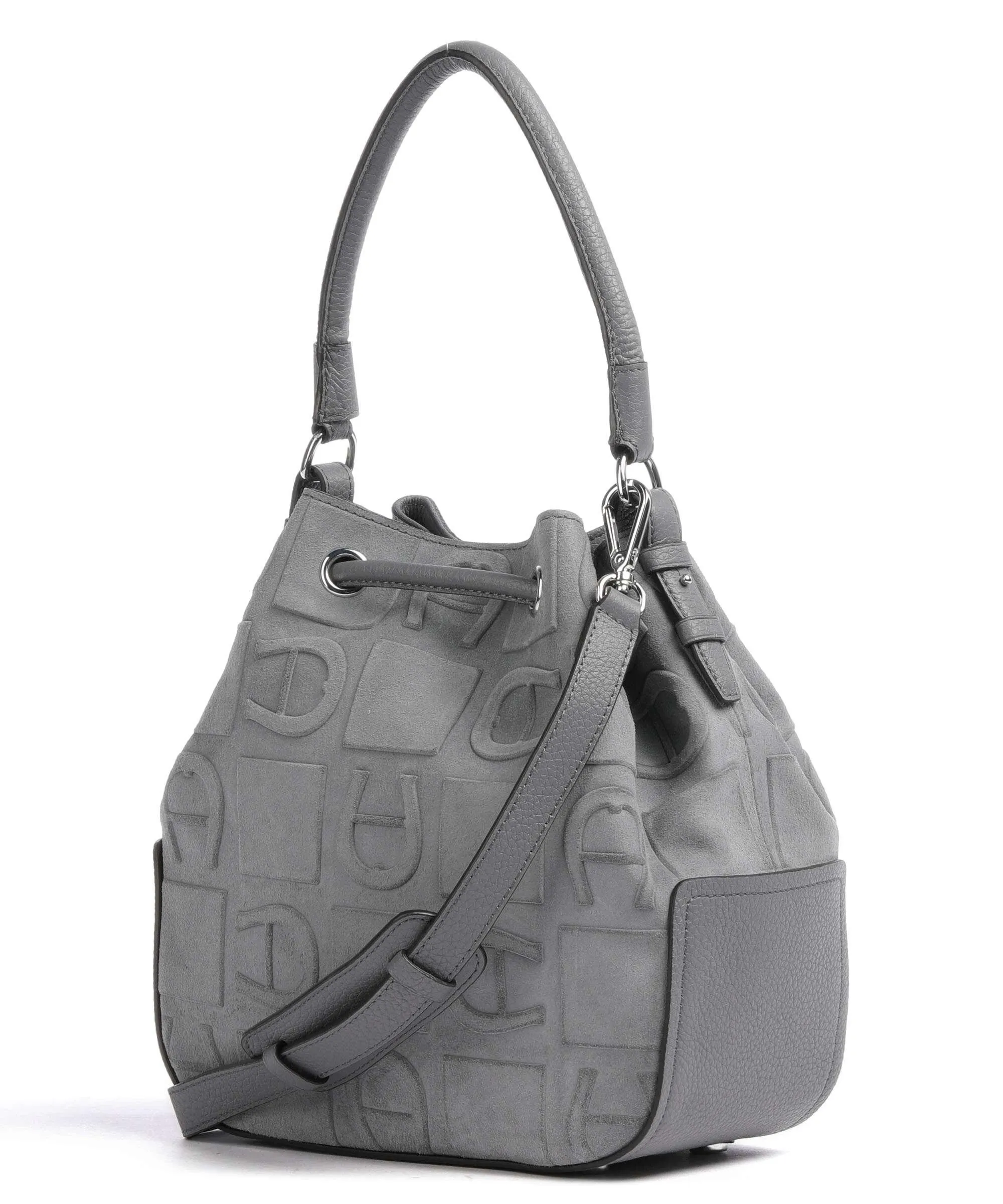  Aigner Estella M Borsa a secchiello pelle scamosciata grigio  