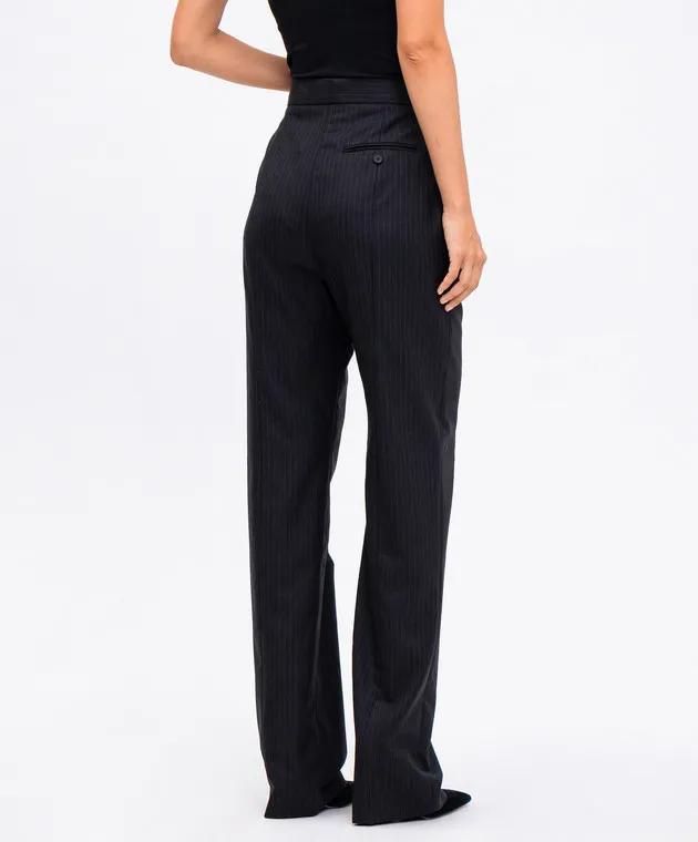 Alexander McQueen Pantaloni in lana a righe grigie 798008QJAEI