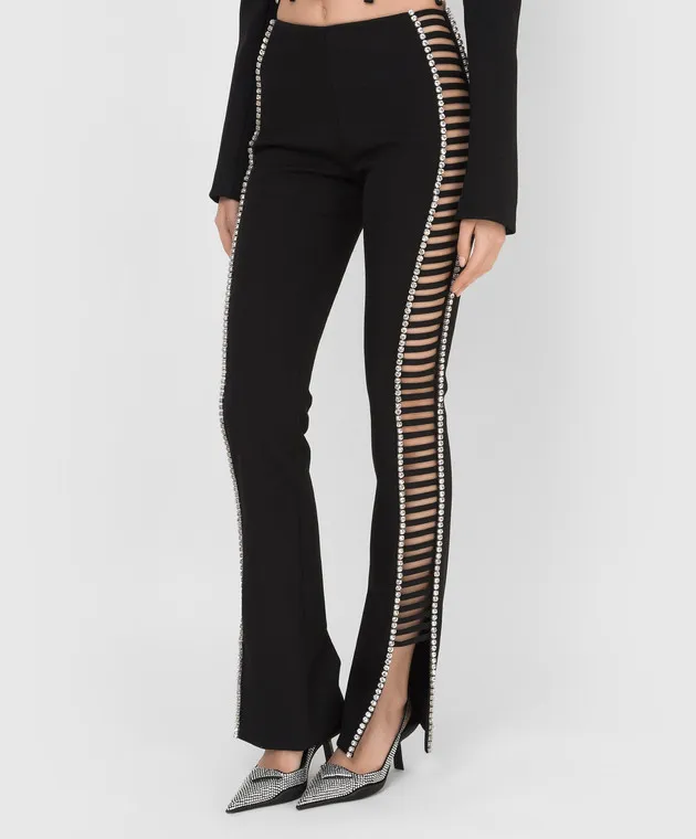 AREA Pantaloni in lana con intagli e strass 2201P26108