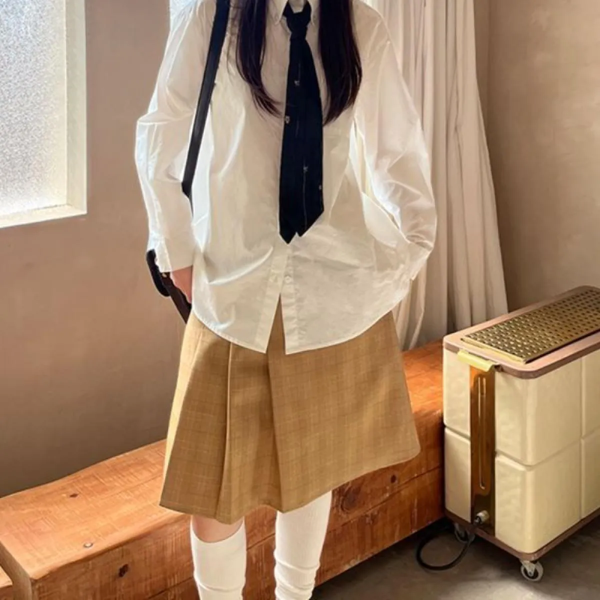 Autunno  Gonne Donna Stile Preppy Faldas Pieghettato Kawaii Elegante Allmatch Plaid Semplice Stile al ginocchio Streetwear