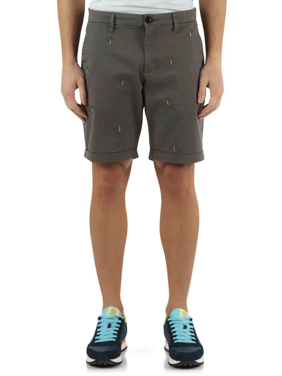 Bermuda in cotone stretch con ricami