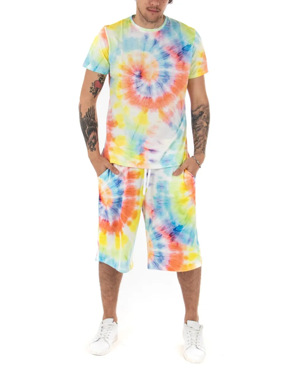 Bermuda Pantaloncino Uomo Corto Tie Dye Colorato GIOSAL-PC1688A