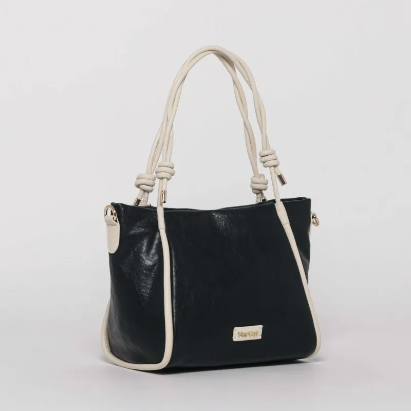 BORSA A BRACCIO CON CONTRASTO NERO