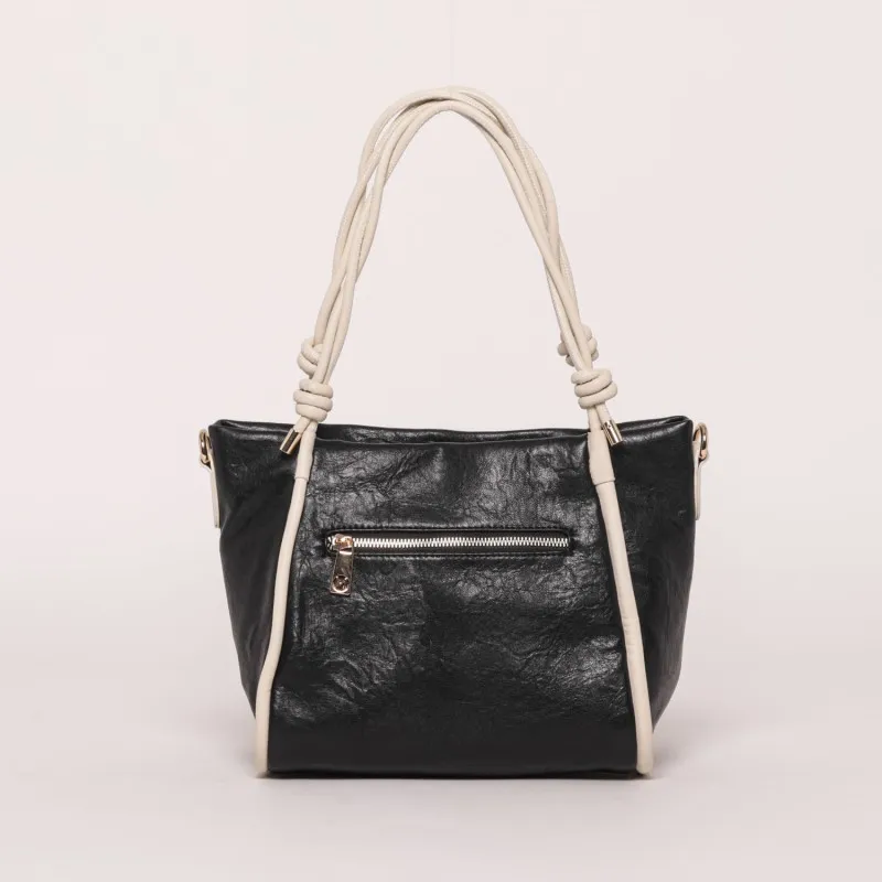 BORSA A BRACCIO CON CONTRASTO NERO