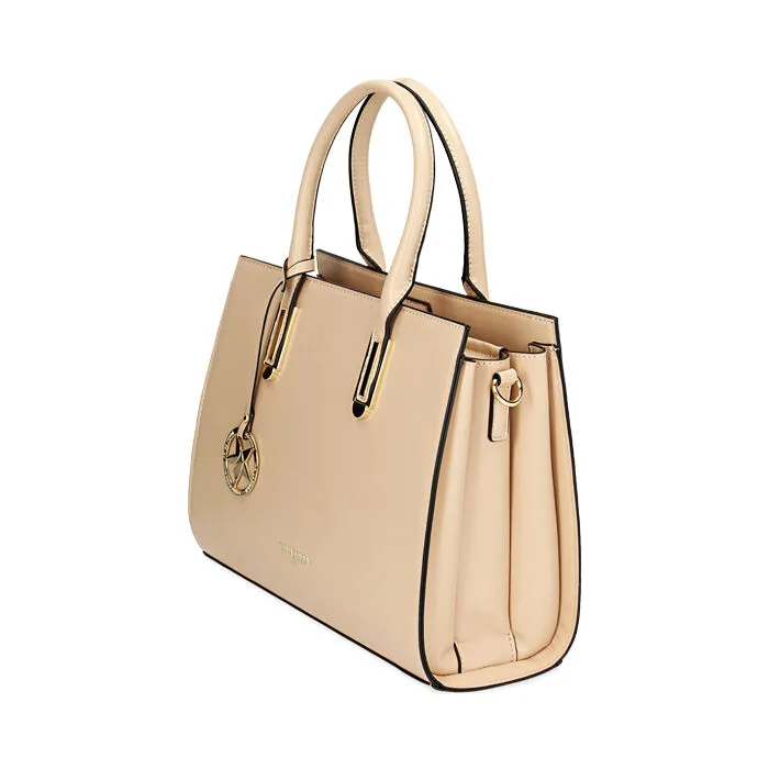 Borsa a mano beige con zip