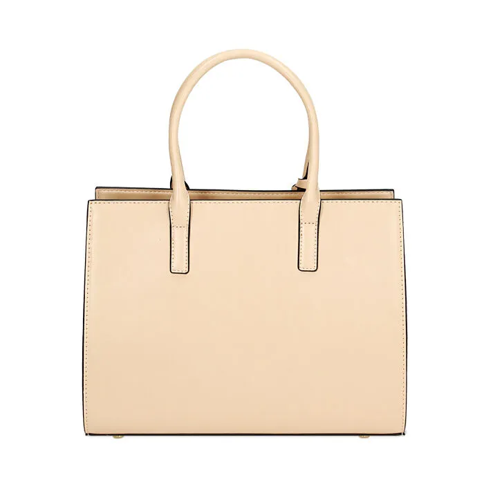 Borsa a mano beige con zip