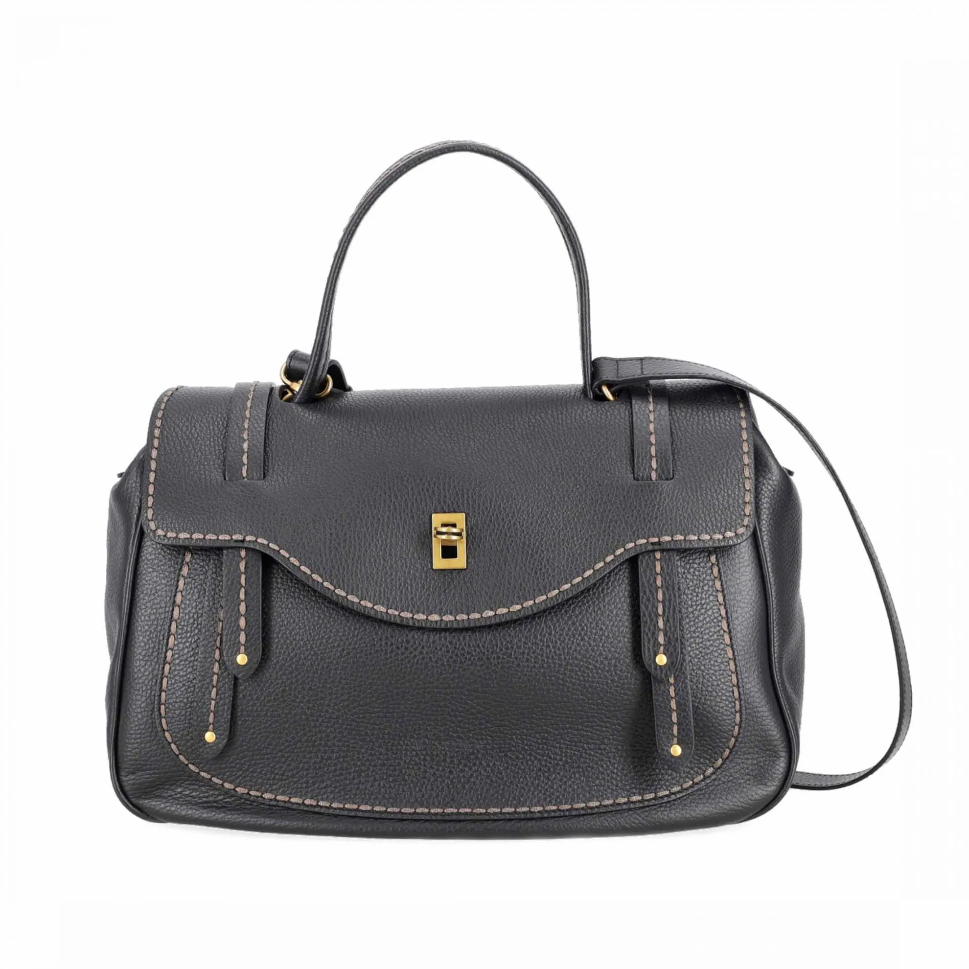 Borsa a mano grande in pelle martellata