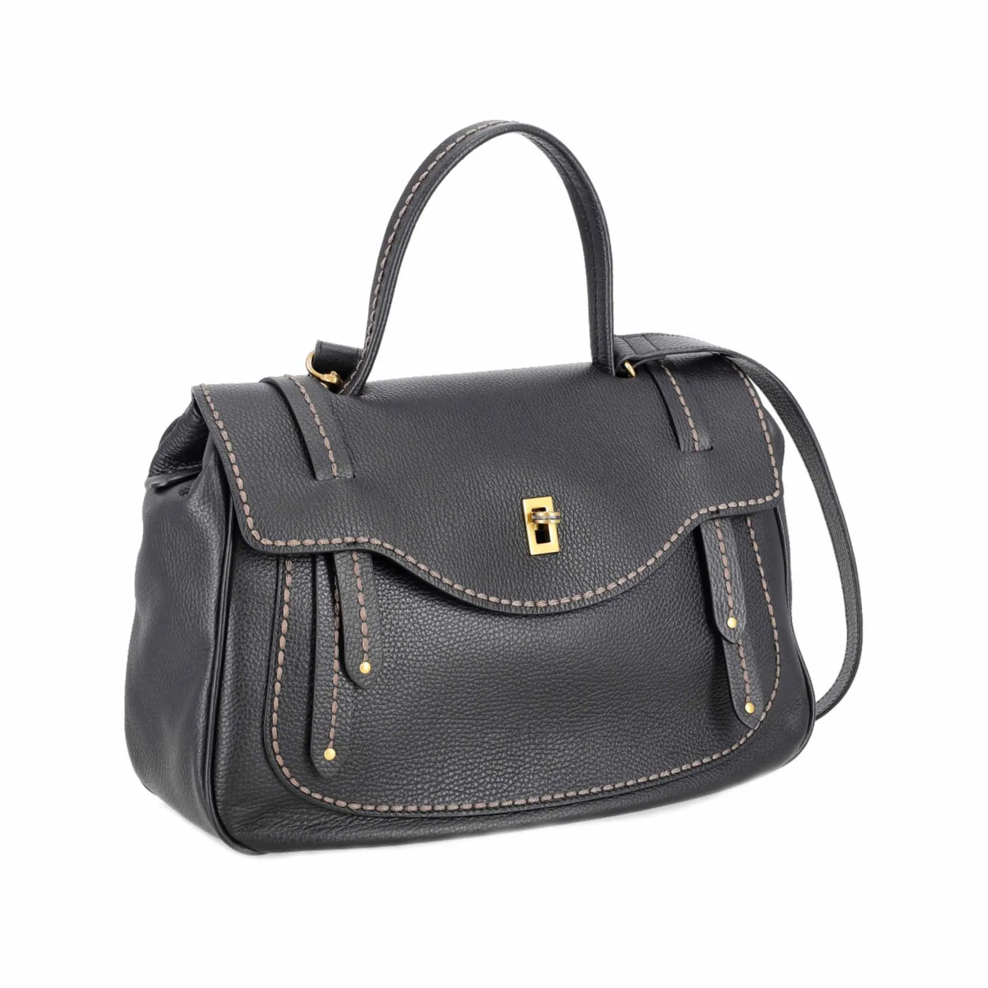 Borsa a mano grande in pelle martellata