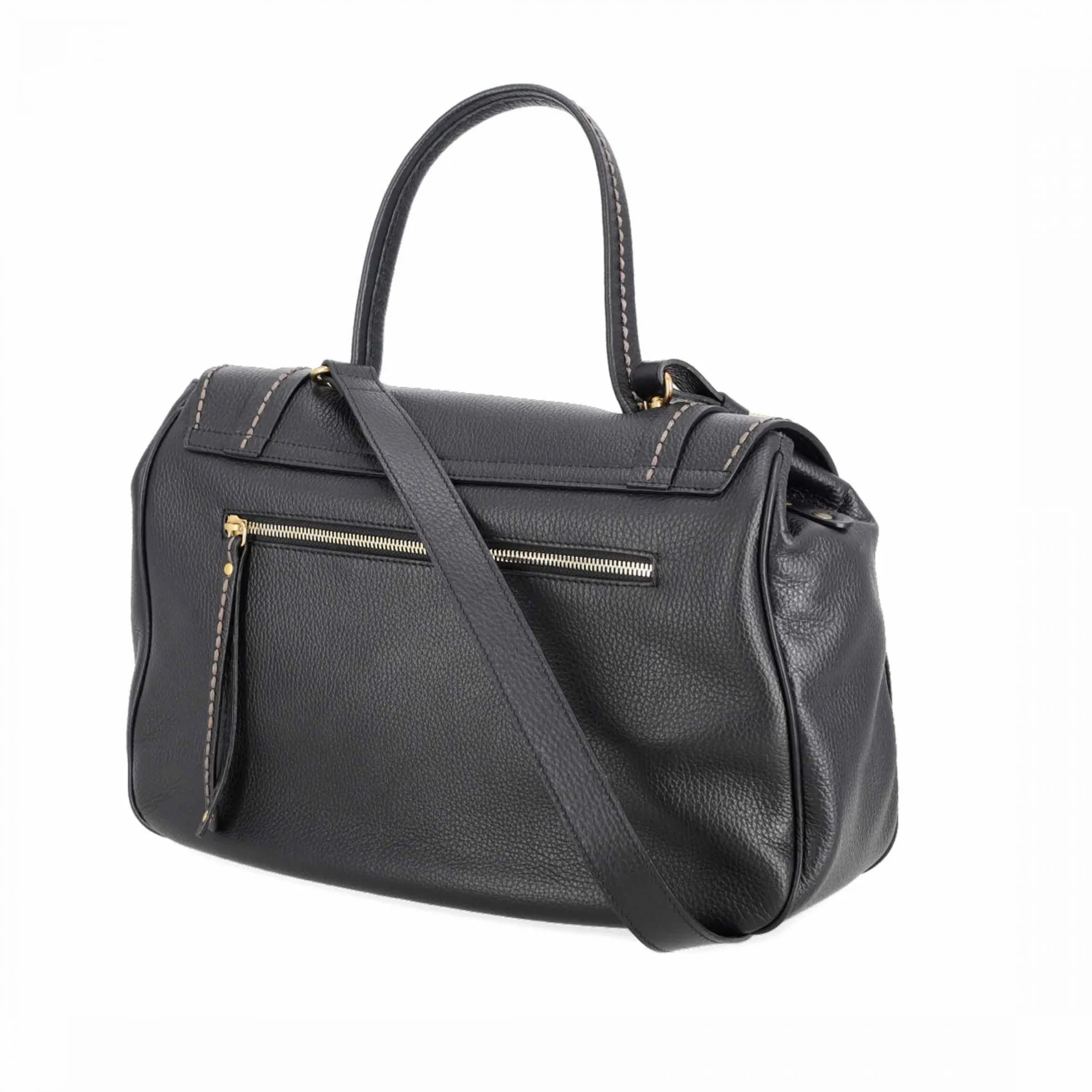 Borsa a mano grande in pelle martellata