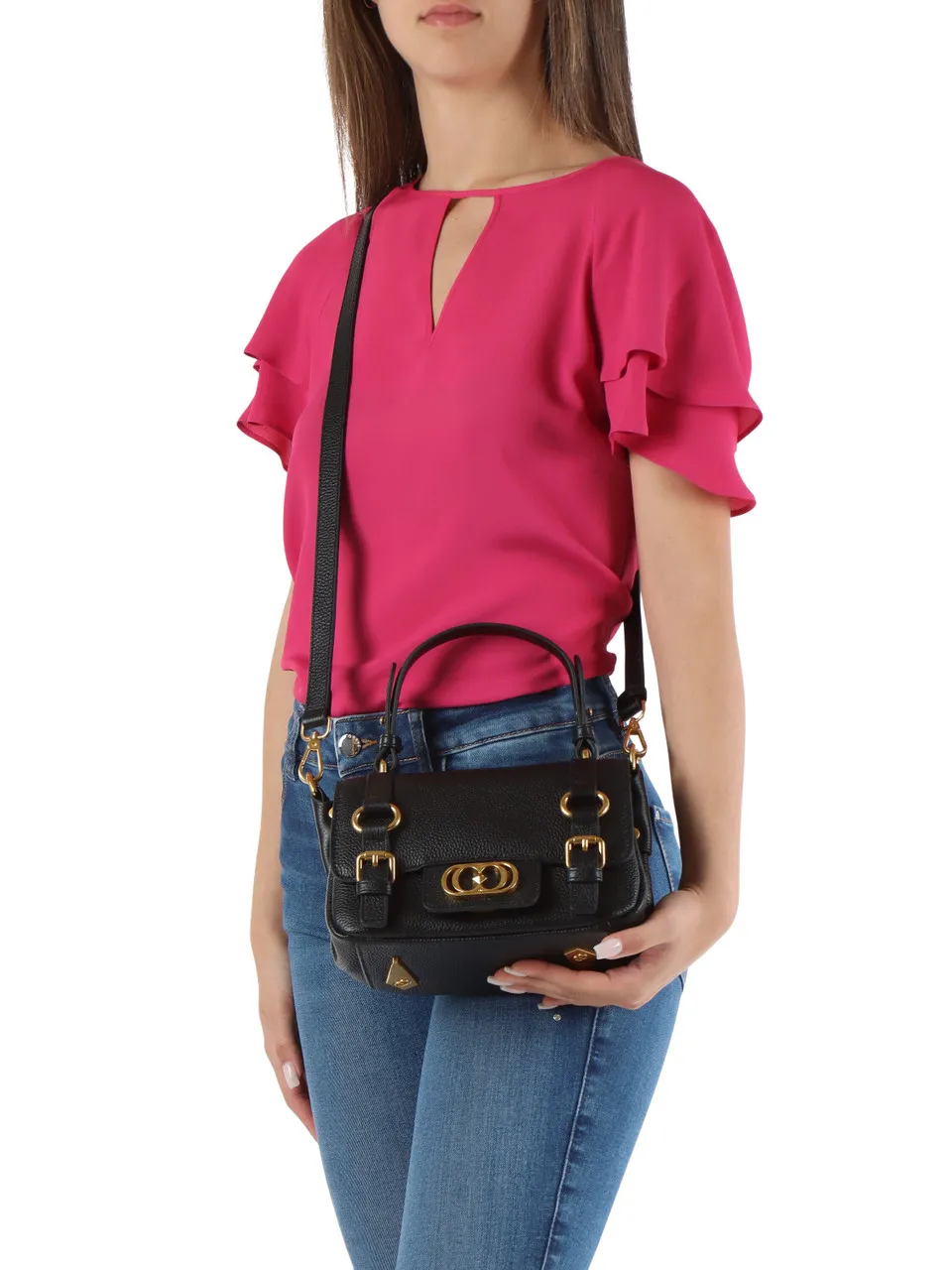 Borsa a mano in pelle martellata ATENA Small