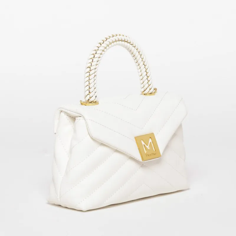 BORSA A MANO TRAPUNTATA A V BIANCA PICCOLA