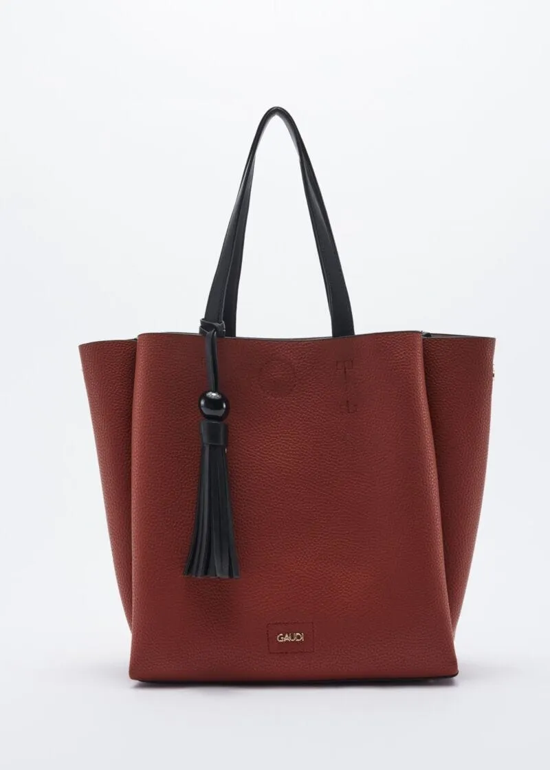 Borsa con manici a contrasto colore