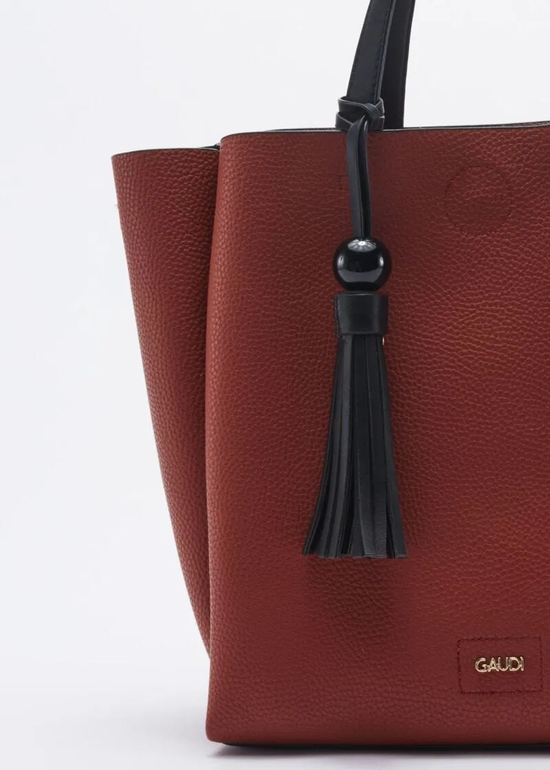 Borsa con manici a contrasto colore