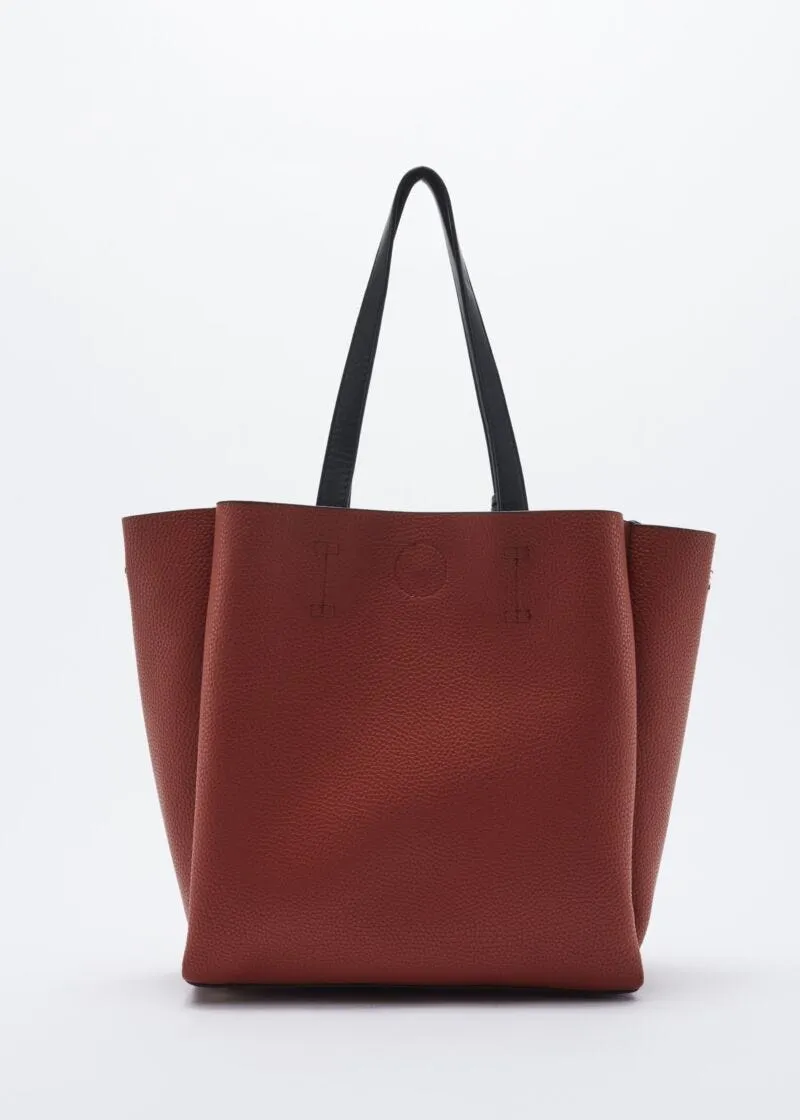 Borsa con manici a contrasto colore
