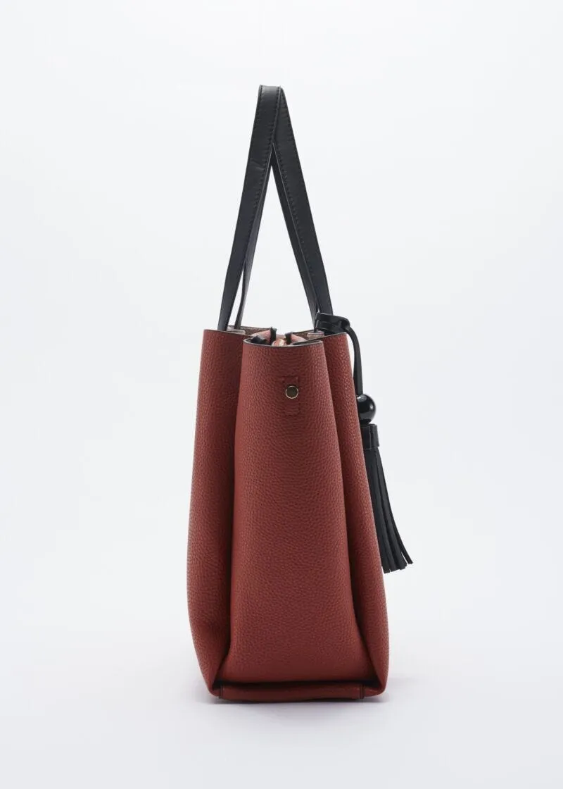 Borsa con manici a contrasto colore