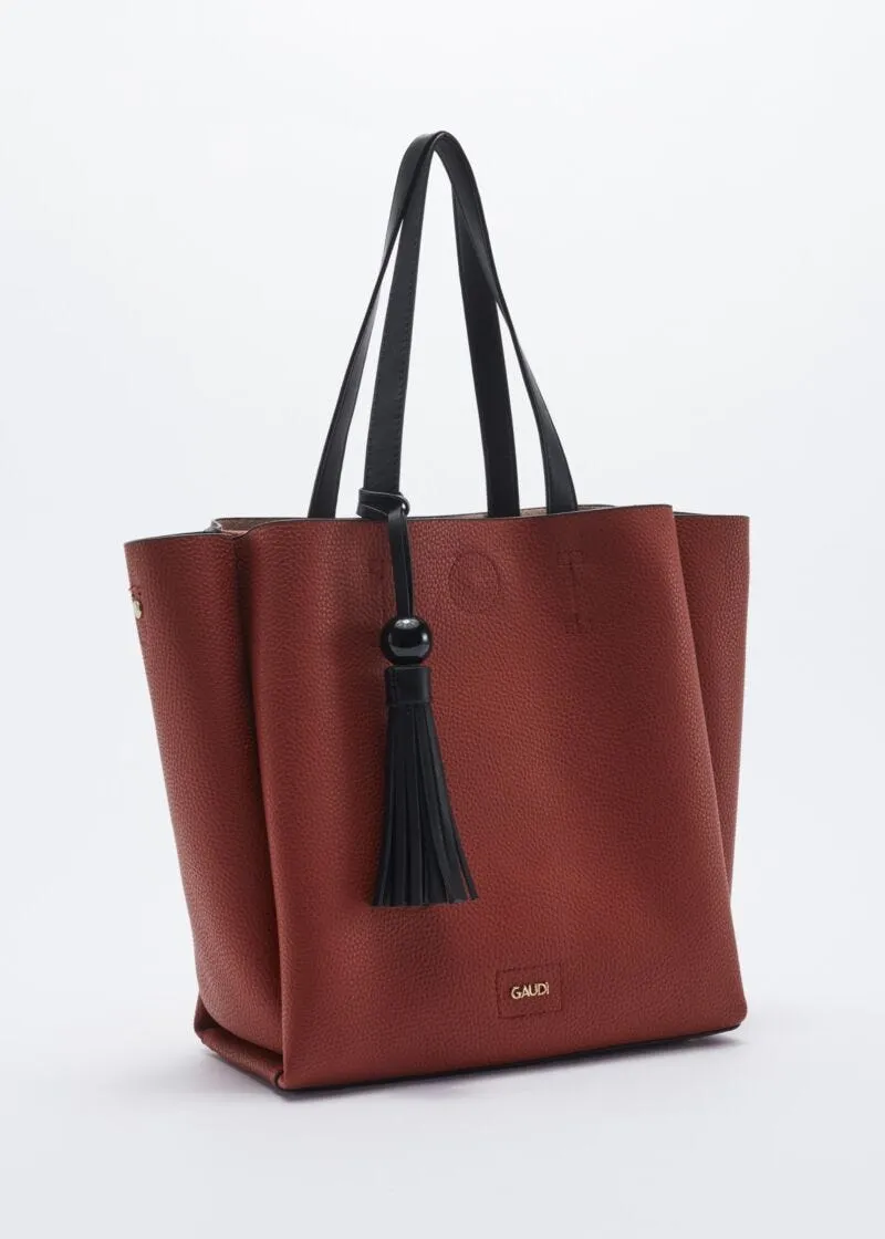 Borsa con manici a contrasto colore
