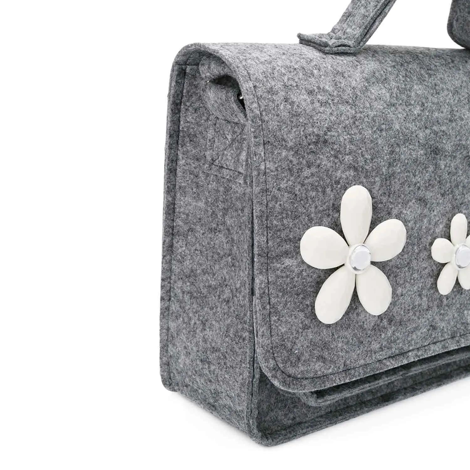 Borsa Fiori Grigia In Lana