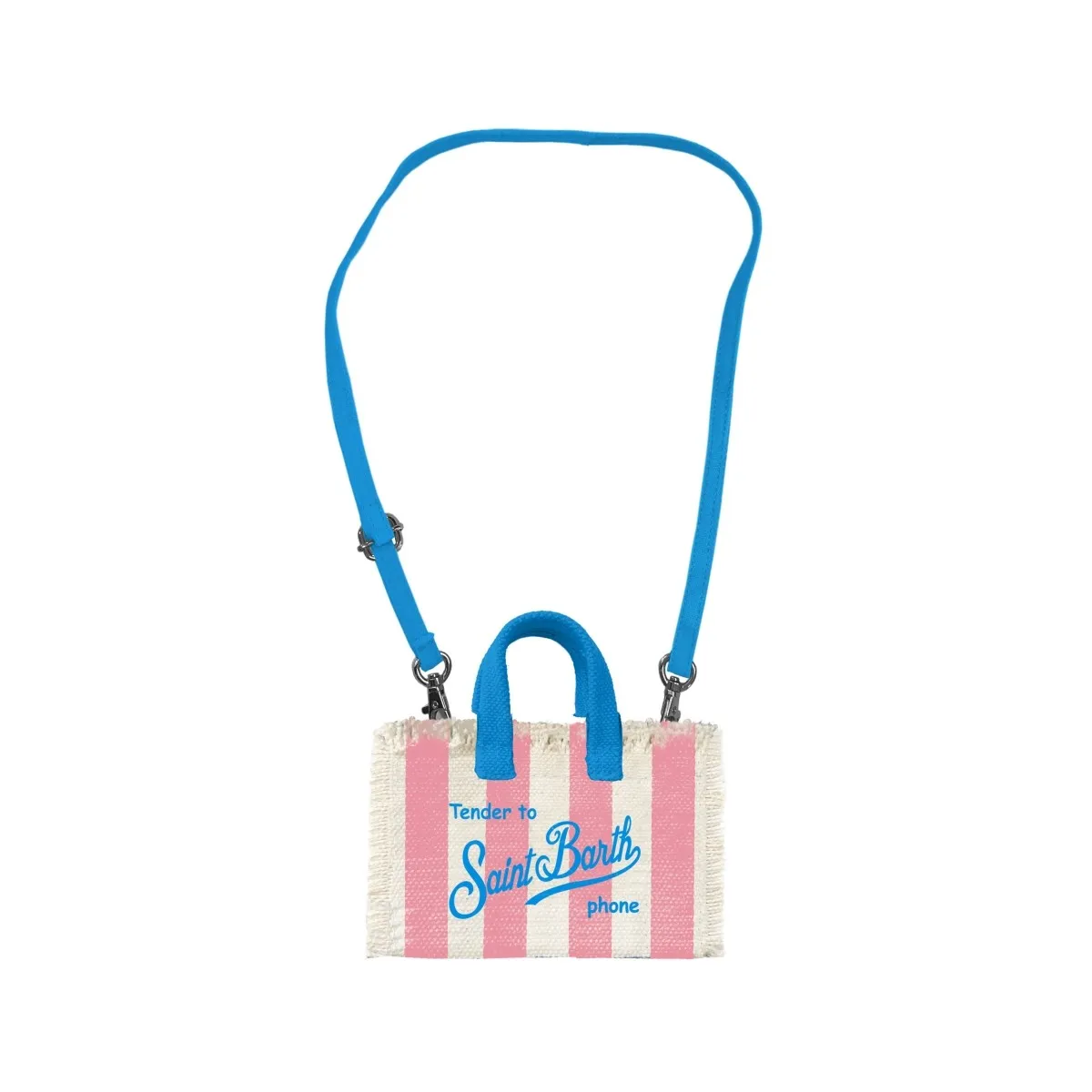 Borsa Phone Bag A Righe In Canvas