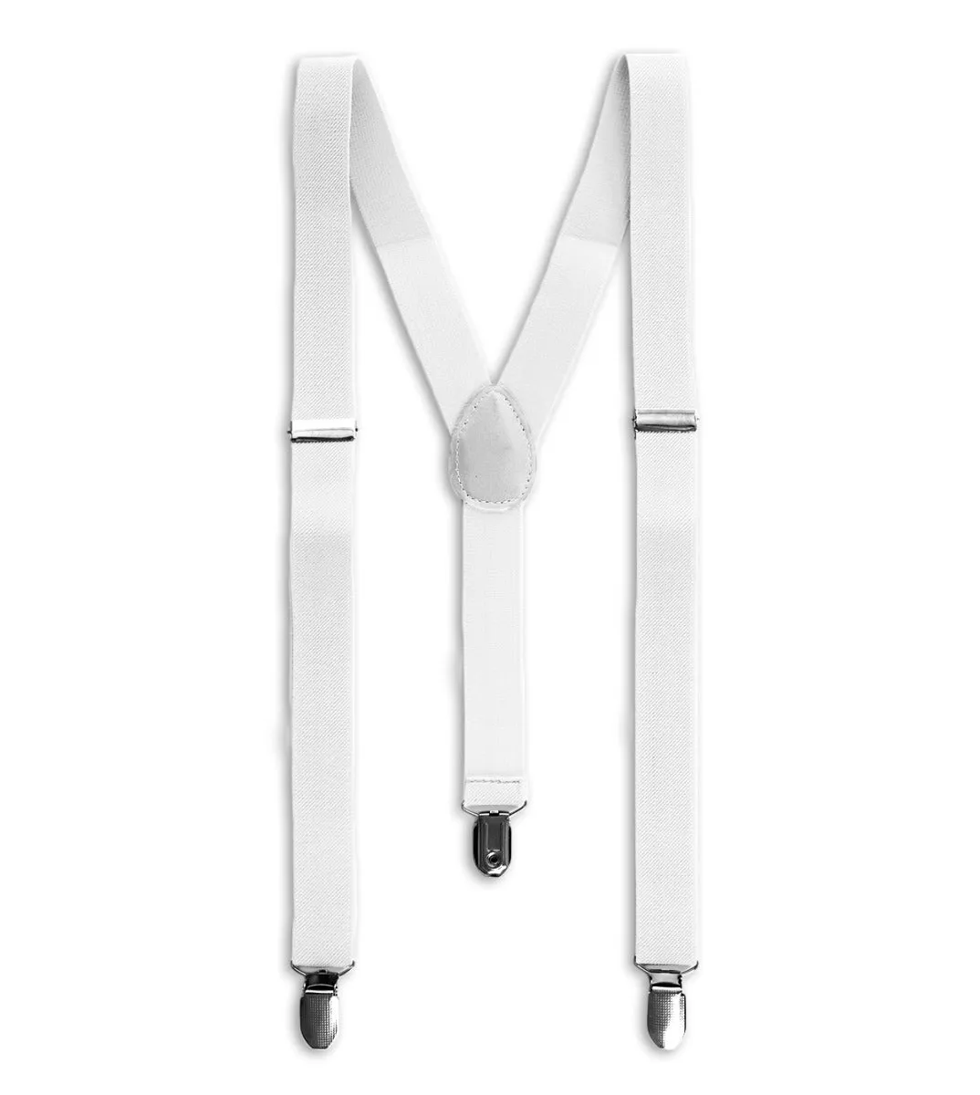 Bretelle Regolabili Uomo Unisex Basic Elastico Bianco Fibbie Metallo Ganci Tinta Unita GIOSAL-BR1015A