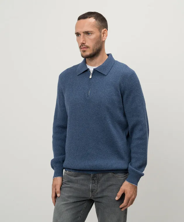 Brunello Cucinelli Maglione in cashmere blu M2229525