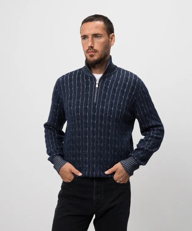 Brunello Cucinelli Maglione in cashmere blu M22700604