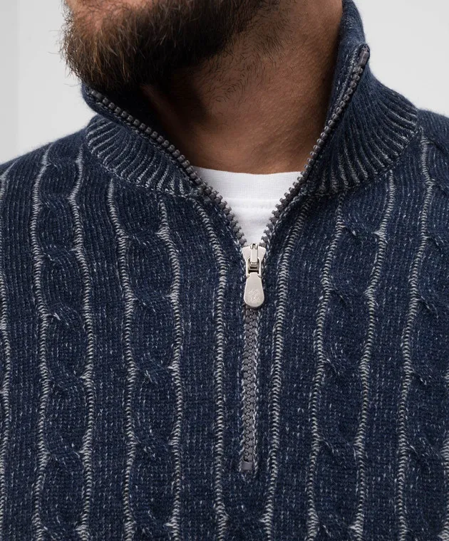 Brunello Cucinelli Maglione in cashmere blu M22700604