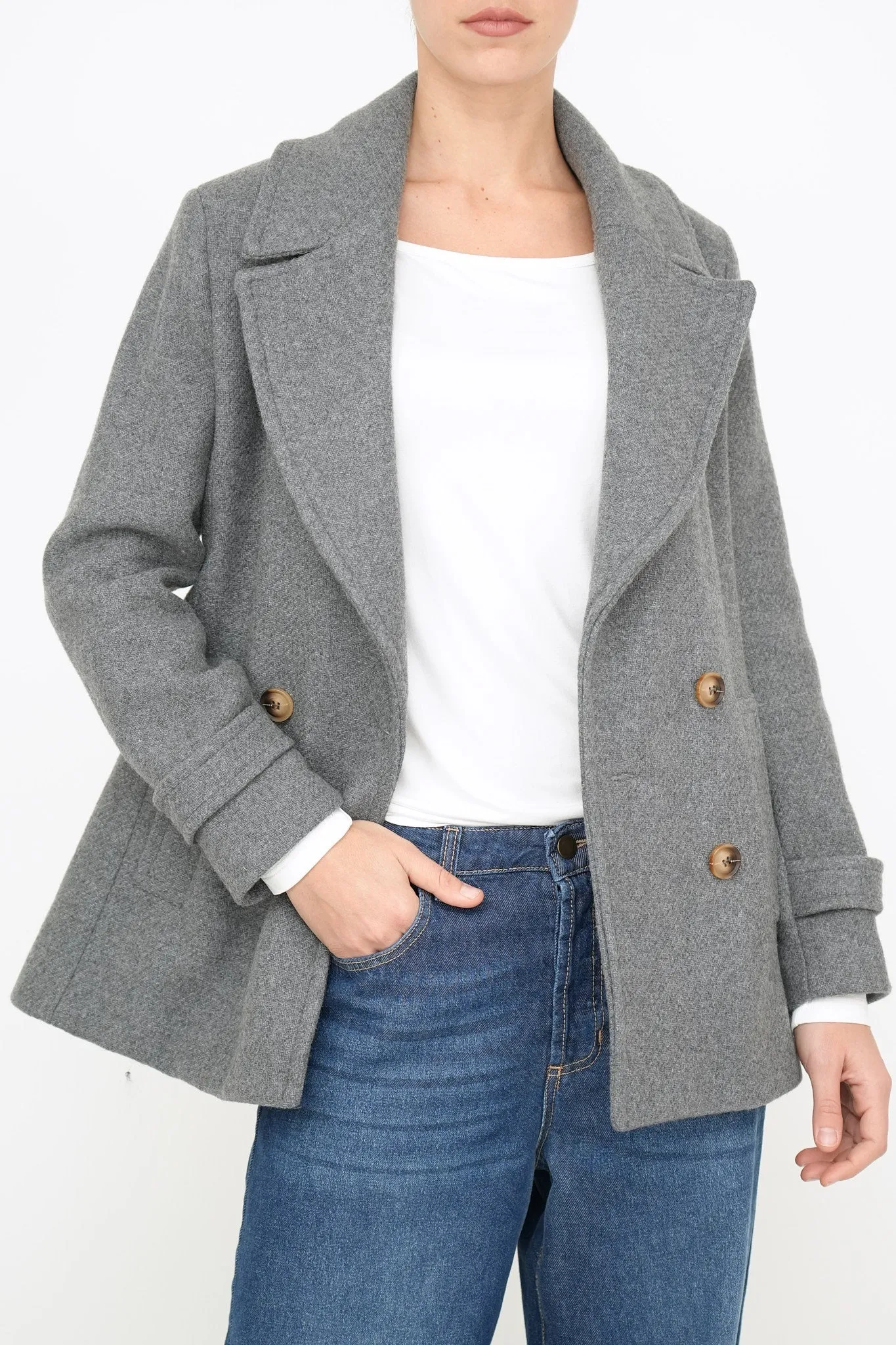 Bulier-Cappotto Flare doppio petto - Pietra