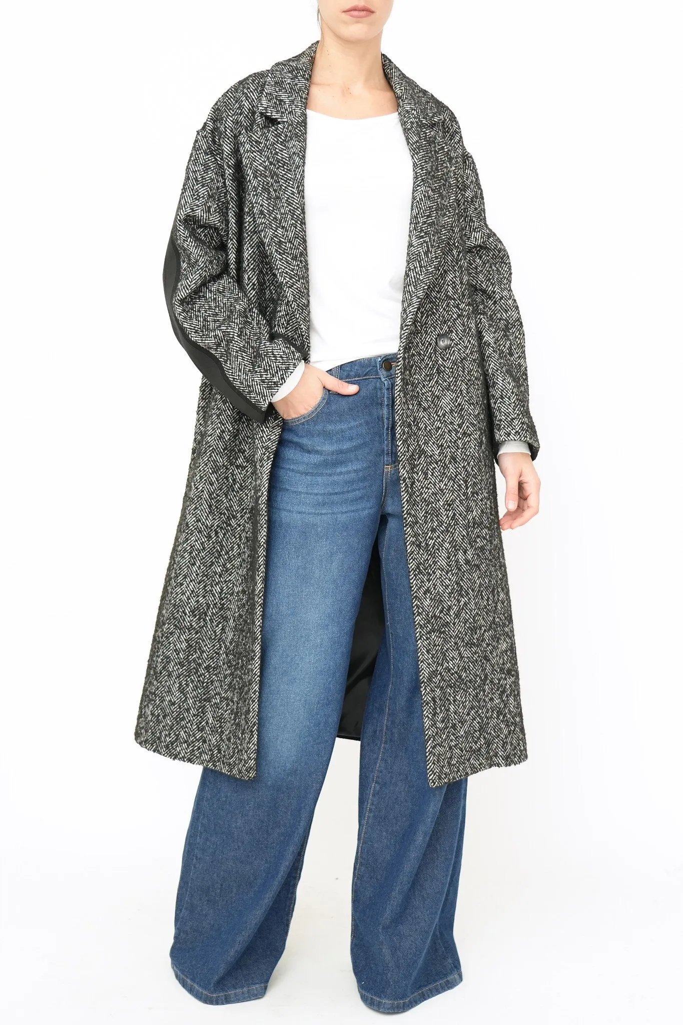 Bulier-Cappotto over spigato iconic - Bianco/Nero