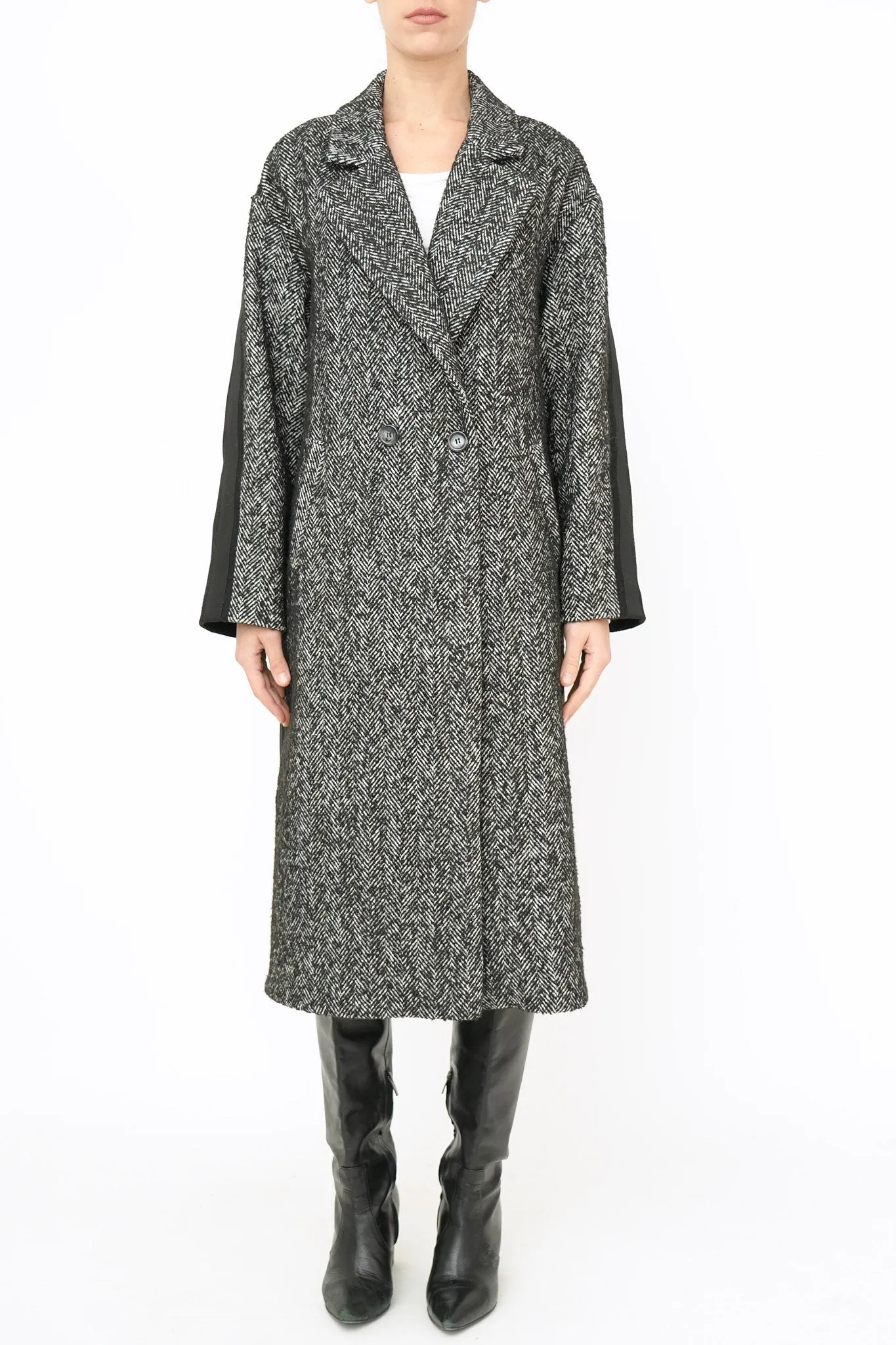 Bulier-Cappotto over spigato iconic - Bianco/Nero