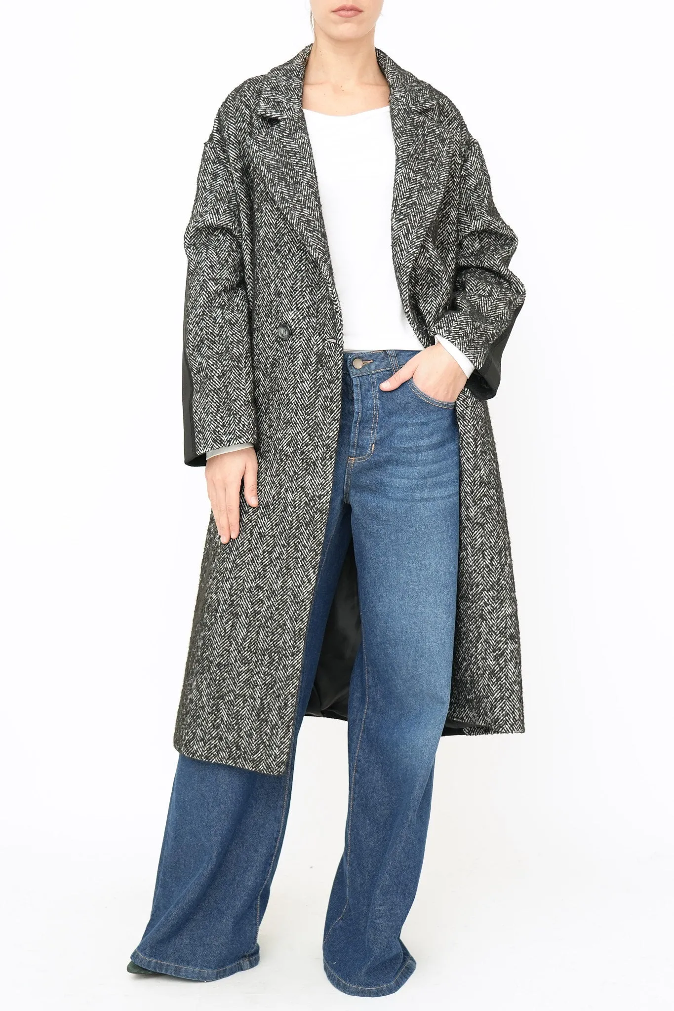 Bulier-Cappotto over spigato iconic - Bianco/Nero