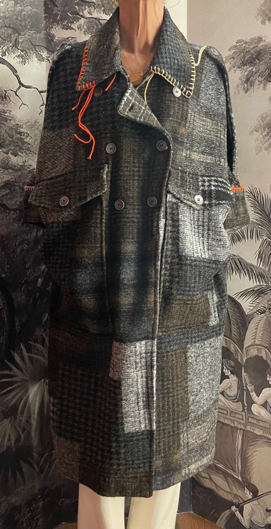 BYE cappotto over stampa patchwork