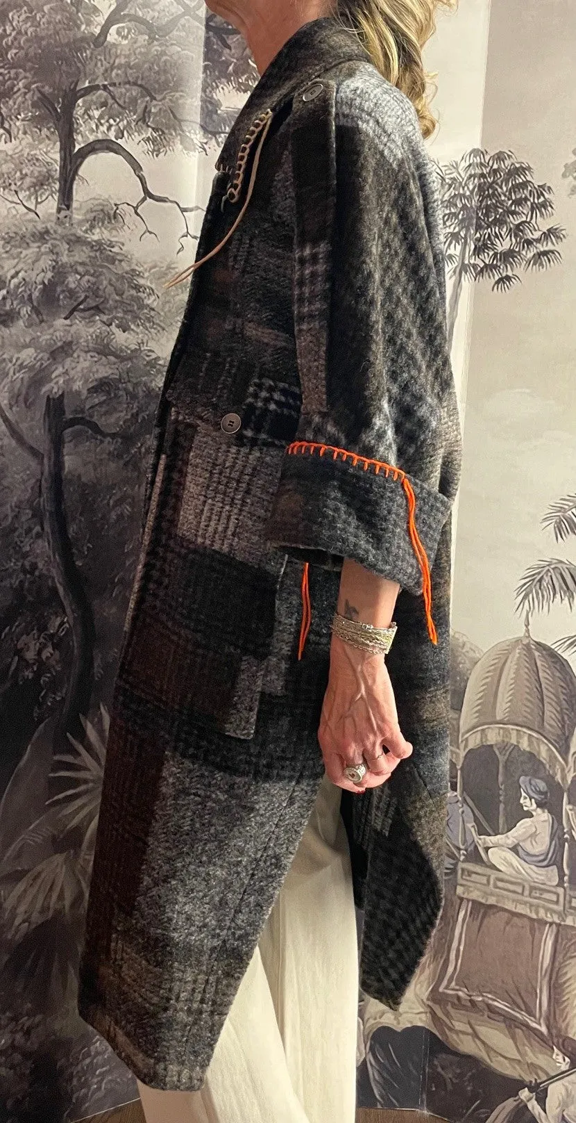 BYE cappotto over stampa patchwork