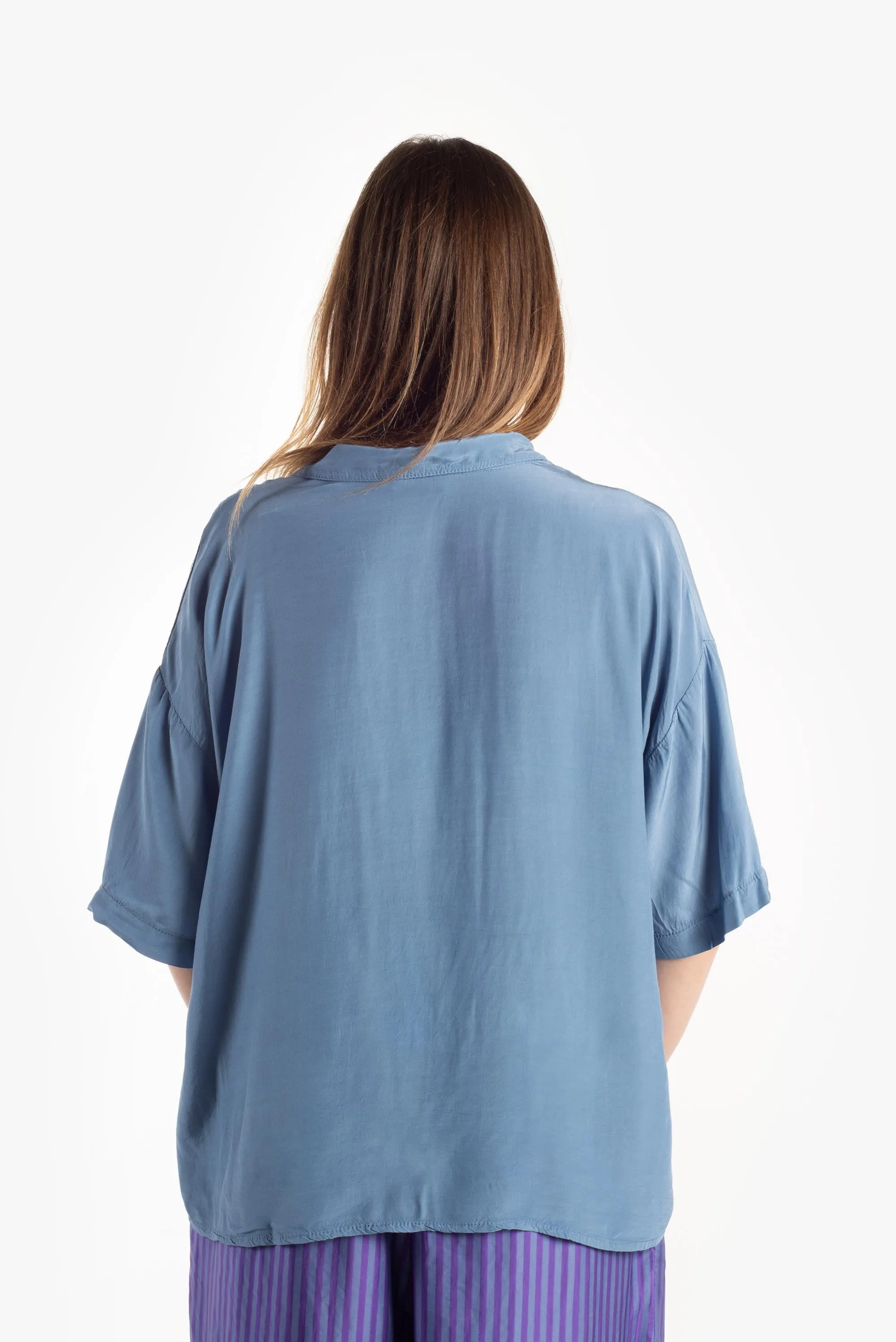 Camicia manica corta in raso di viscosa