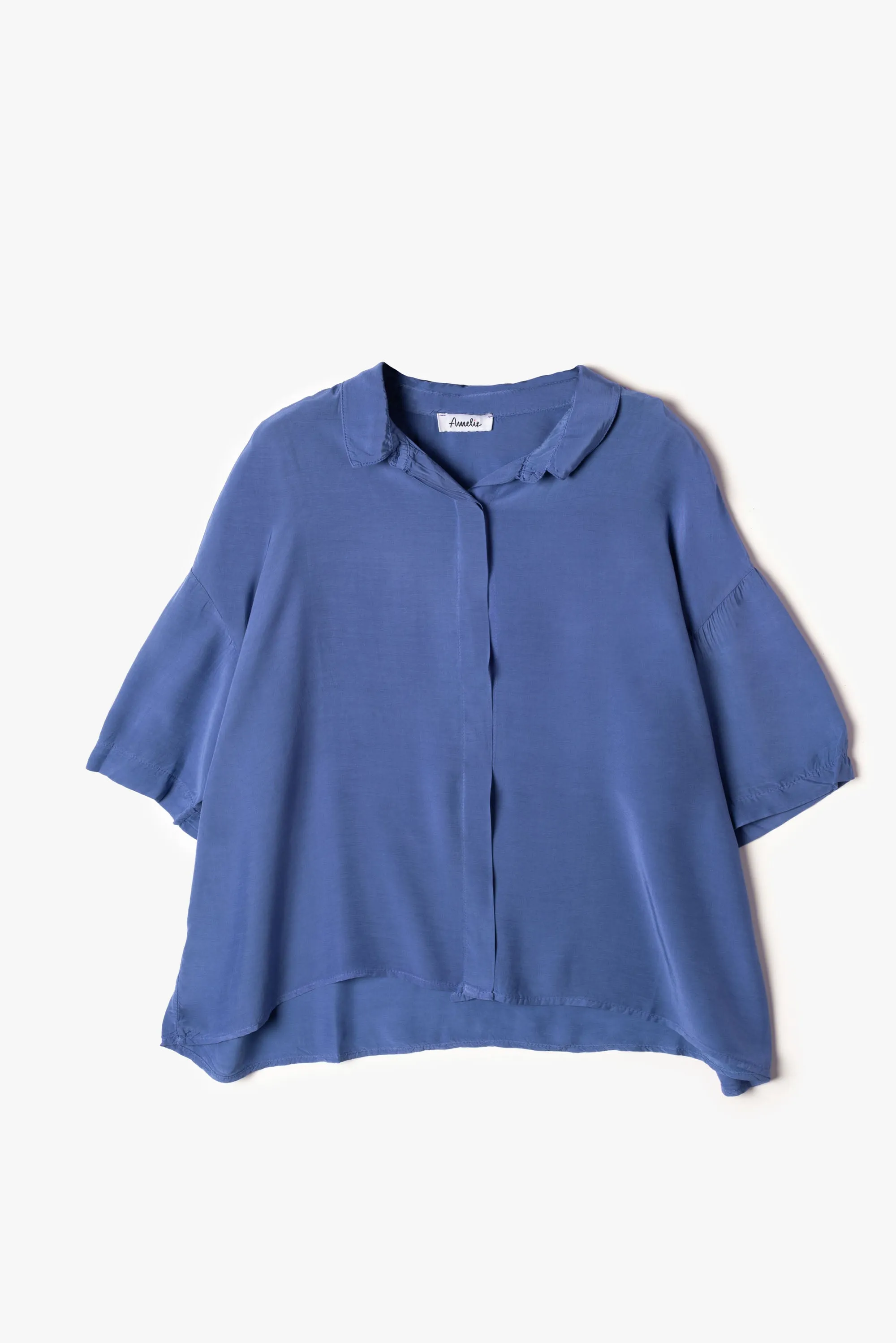 Camicia manica corta in raso di viscosa