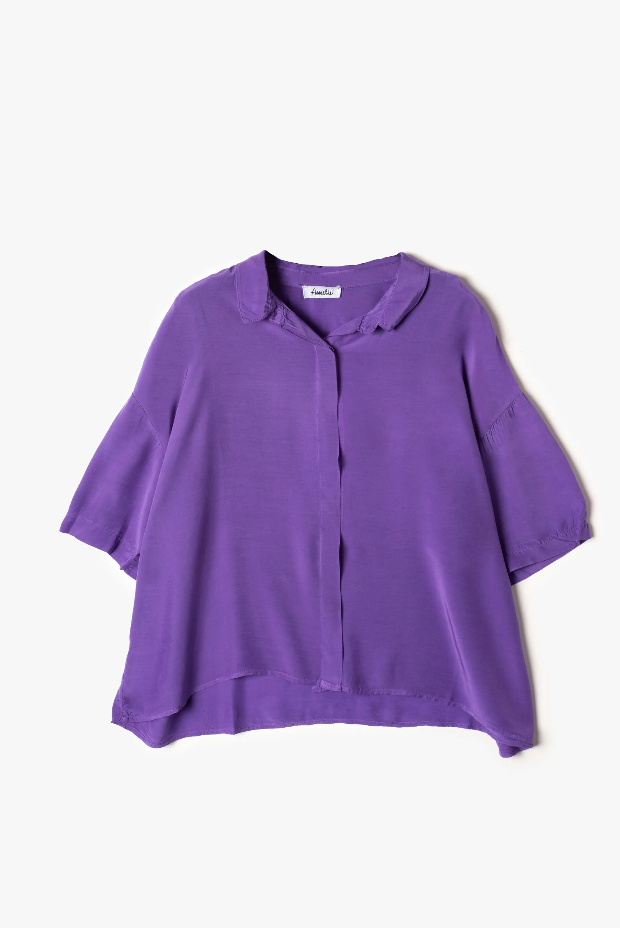 Camicia manica corta in raso di viscosa