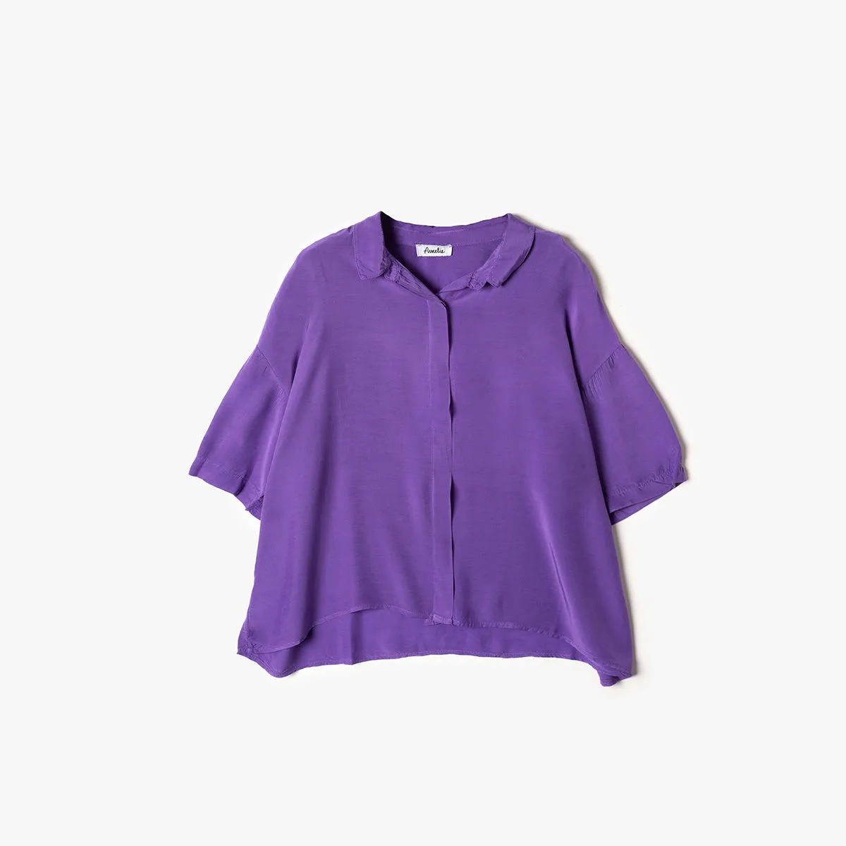 Camicia manica corta in raso di viscosa