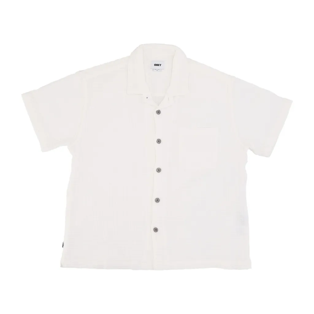 camicia manica corta uomo balance woven shirt UNBLEACHED