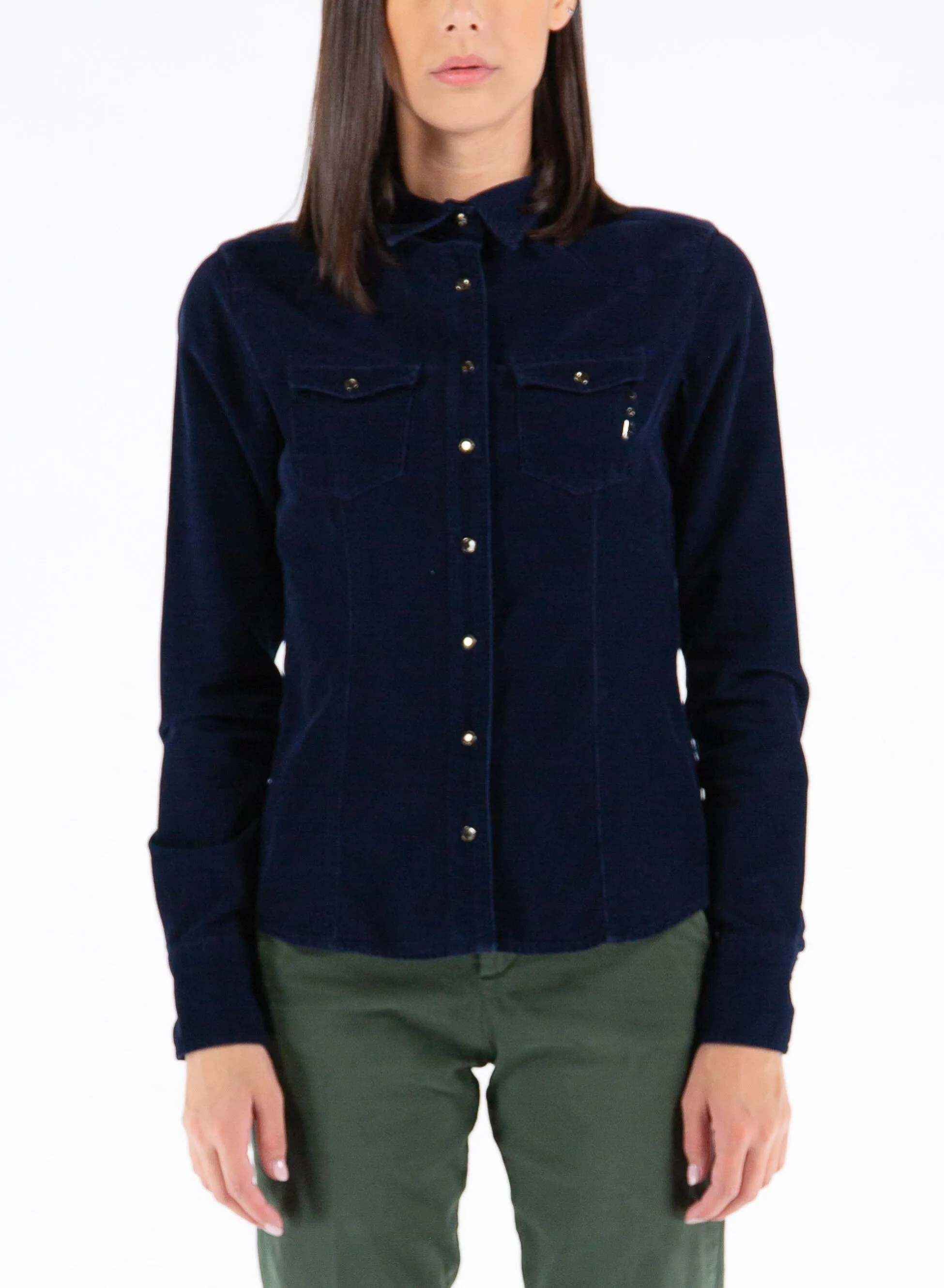 camicia regular in velluto mille righe