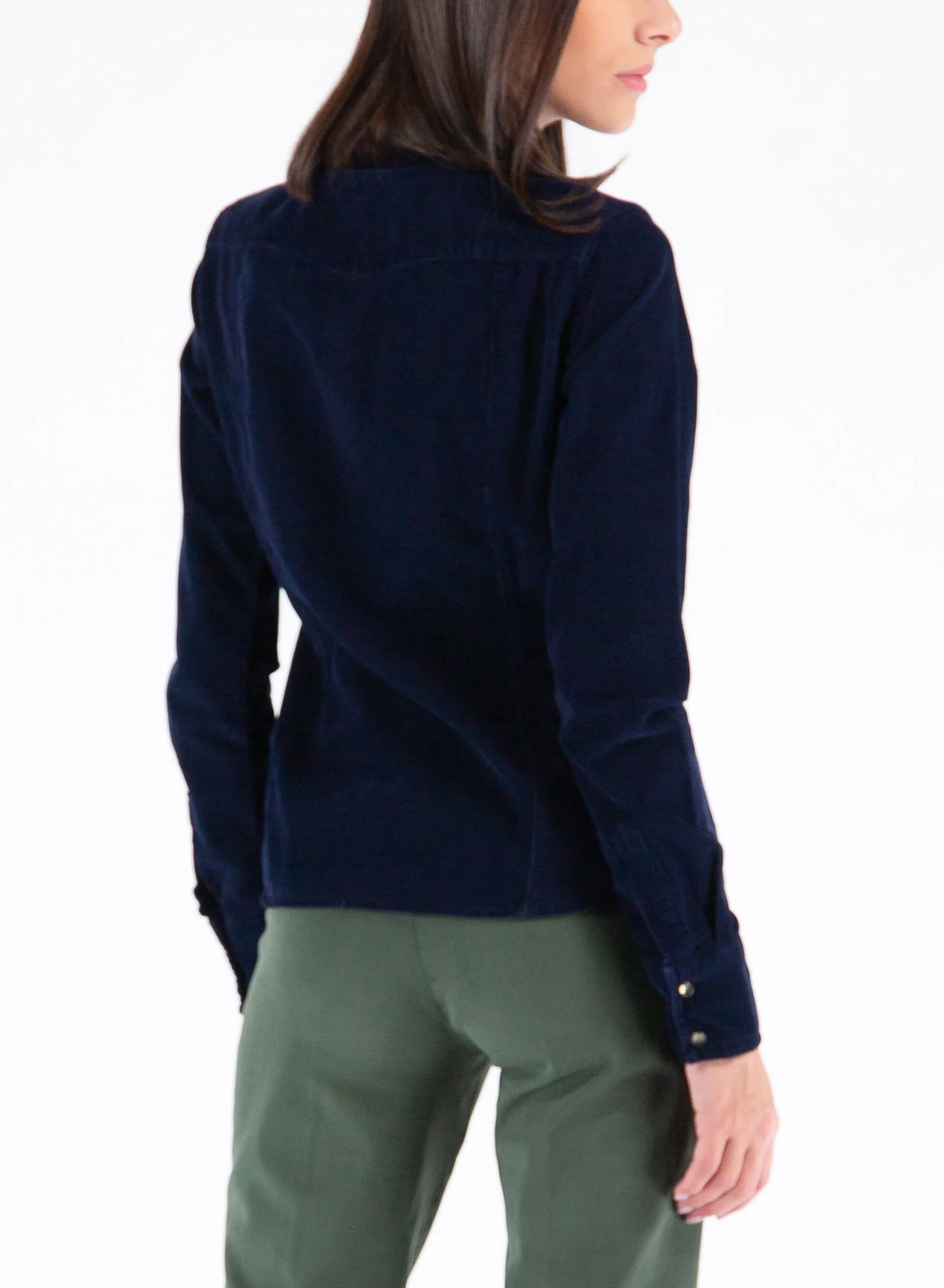 camicia regular in velluto mille righe