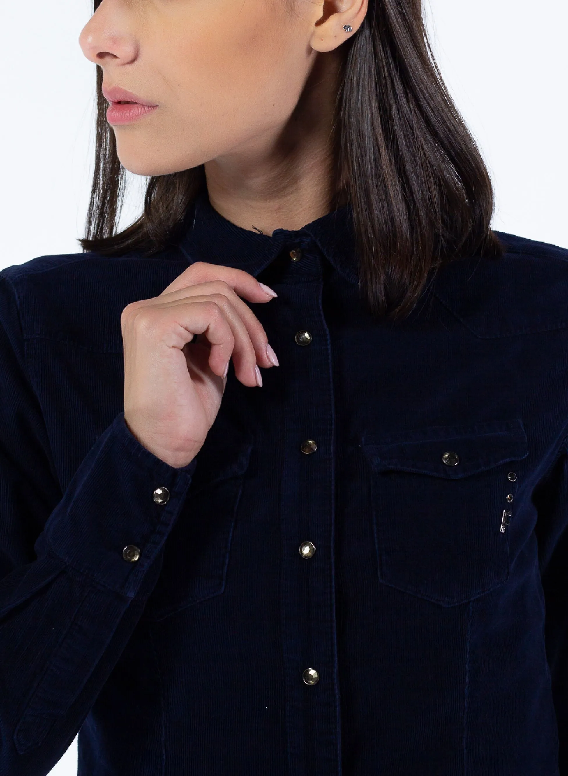 camicia regular in velluto mille righe