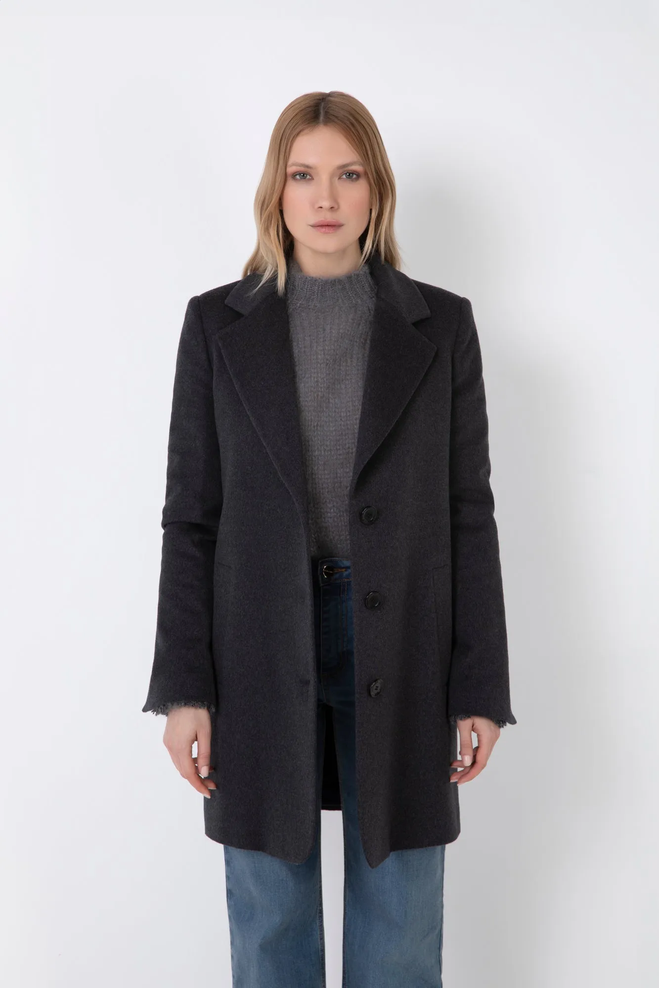 CAPPOTTO DRITTO  MISTO CACHEMIRE