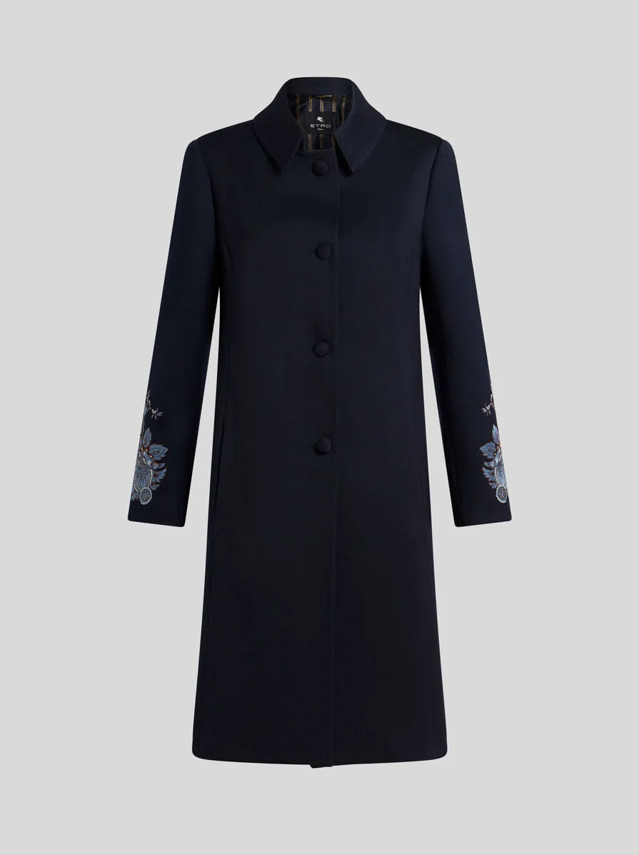 CAPPOTTO IN GABARDINA CON RICAMI