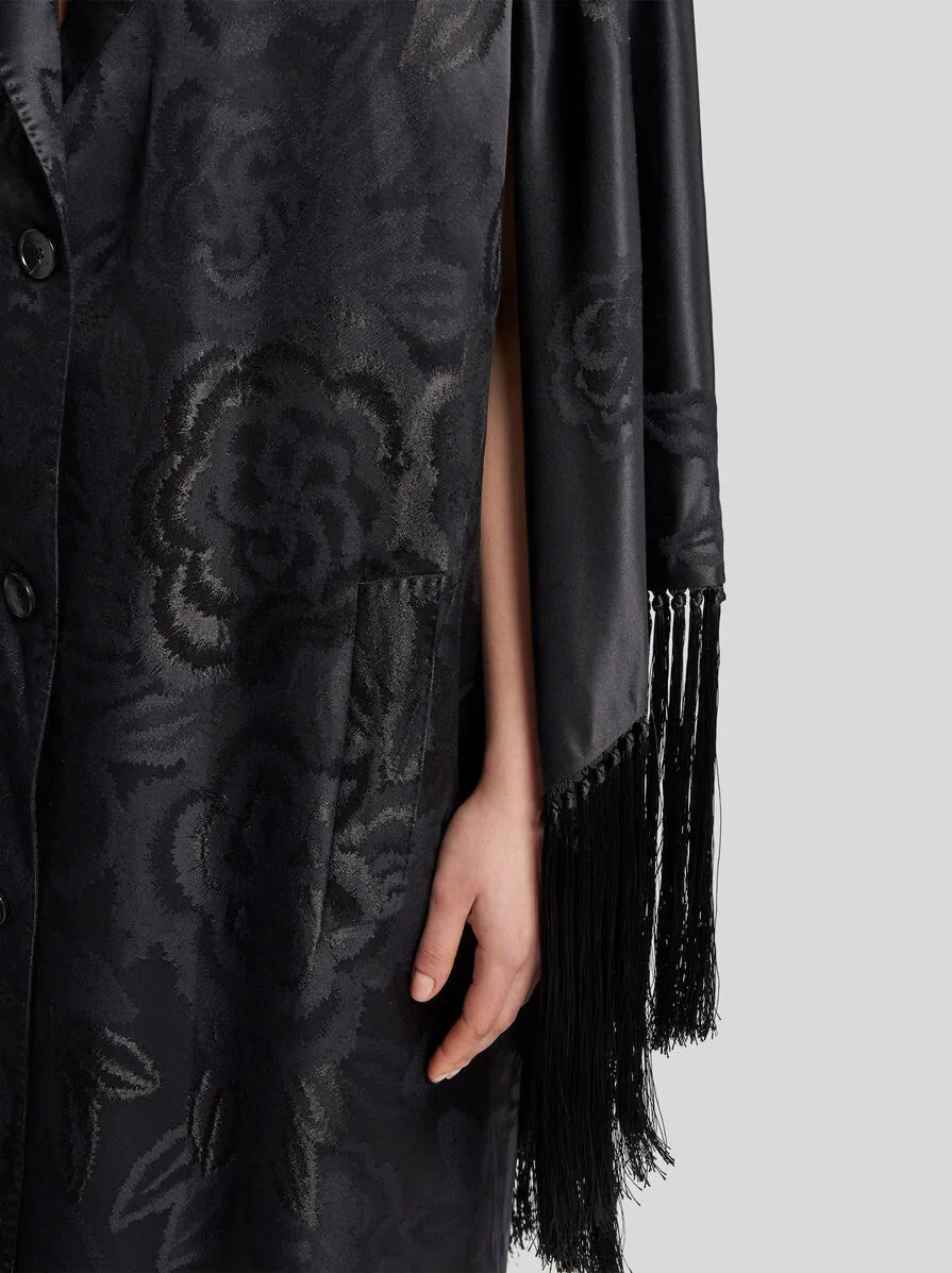 CAPPOTTO JACQUARD CON RICAMO E FRANGE