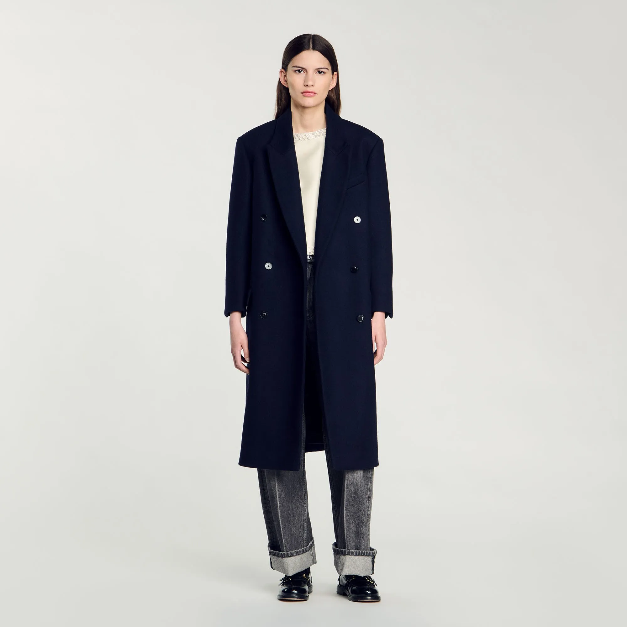 Cappotto lungo in misto lana