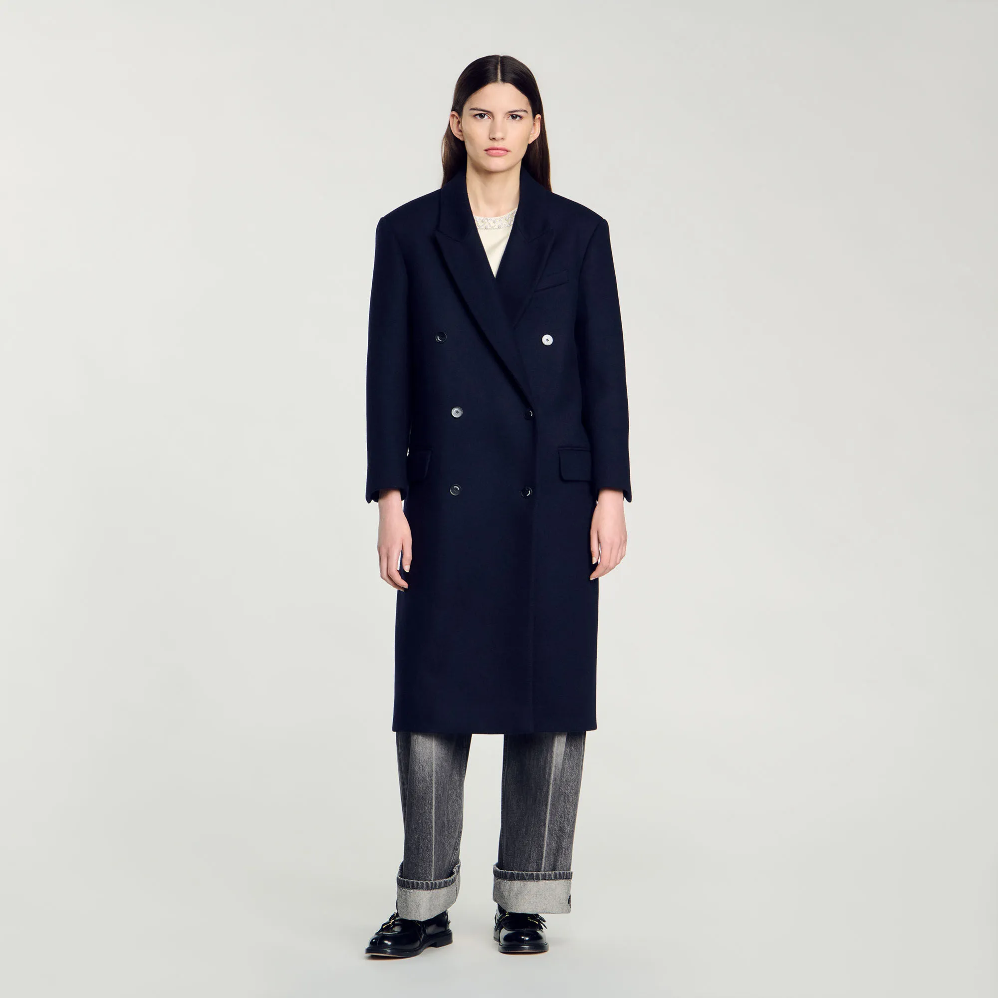 Cappotto lungo in misto lana